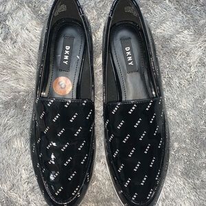 DKNY Black Graphic Platform Loafers